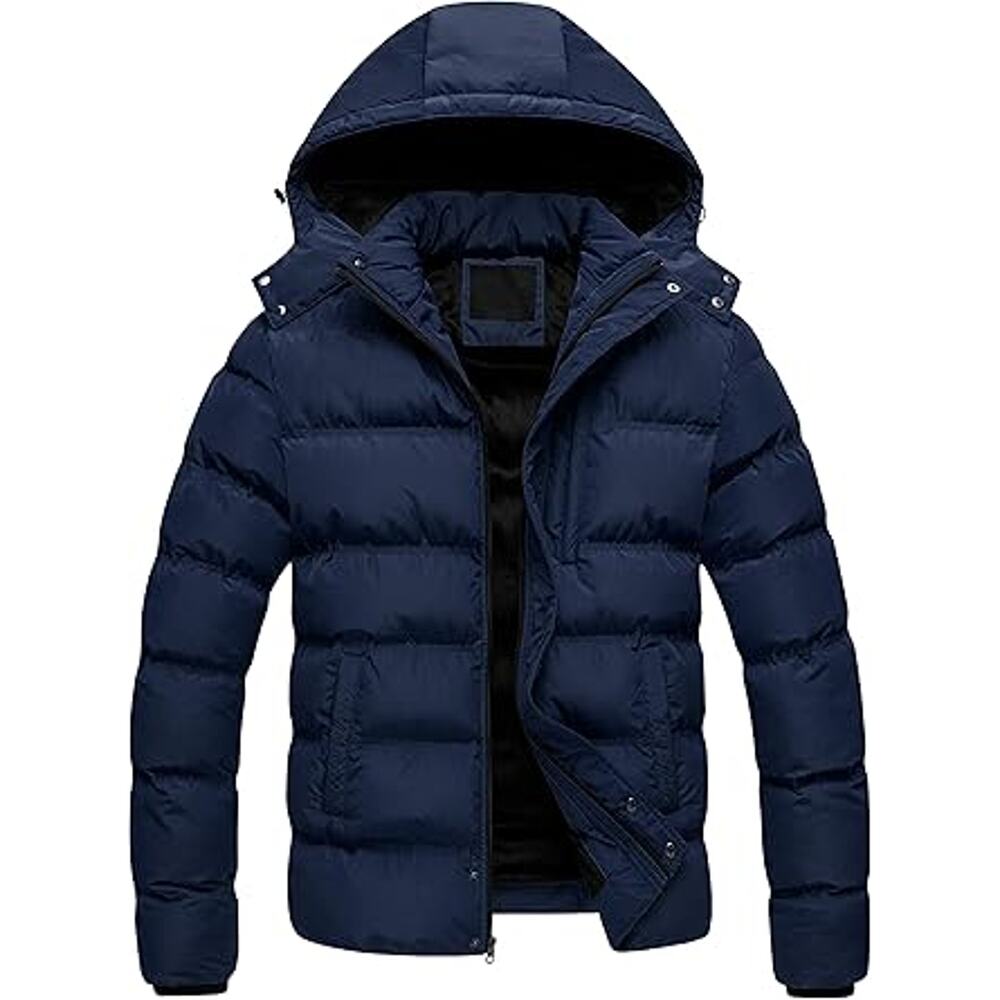 CREATMO US Men's Quilted Jacket Spring Fall Stand Collar Warm Overcoat